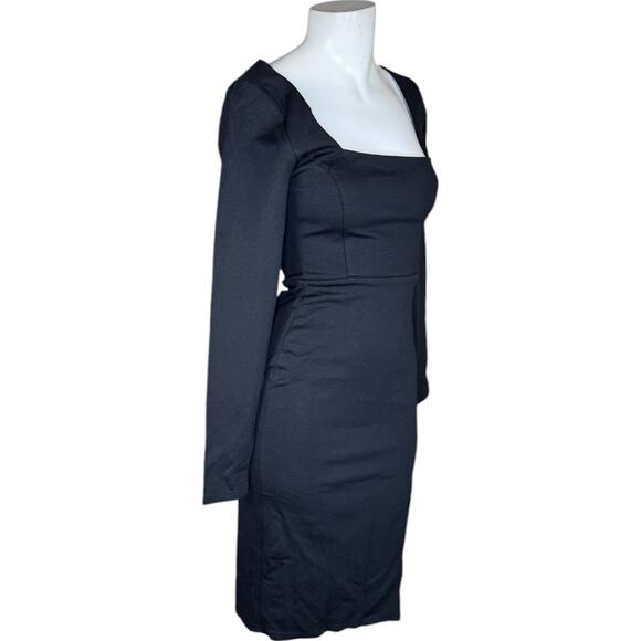 Lulus Women’s XS Black Square Neck Long Sleeve Bodycon Midi Dress Elegant Party - Picture 10 of 15